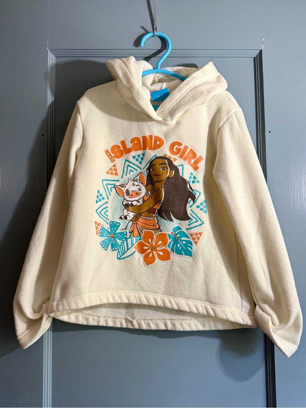 Disney MOANA Island Girl Cream Hooded Pullover Sweater